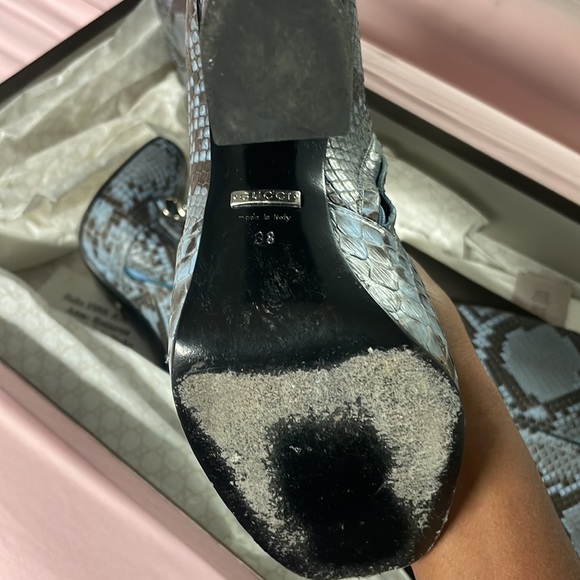 GUCCI PYTHON HORSEBIT KNEE HIGH BOOTS BLUE BROWN 38 - Picture 13 of 13